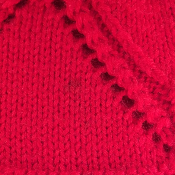 Girl's Handknit Red Wool Sweater - Picture 8 of 8
